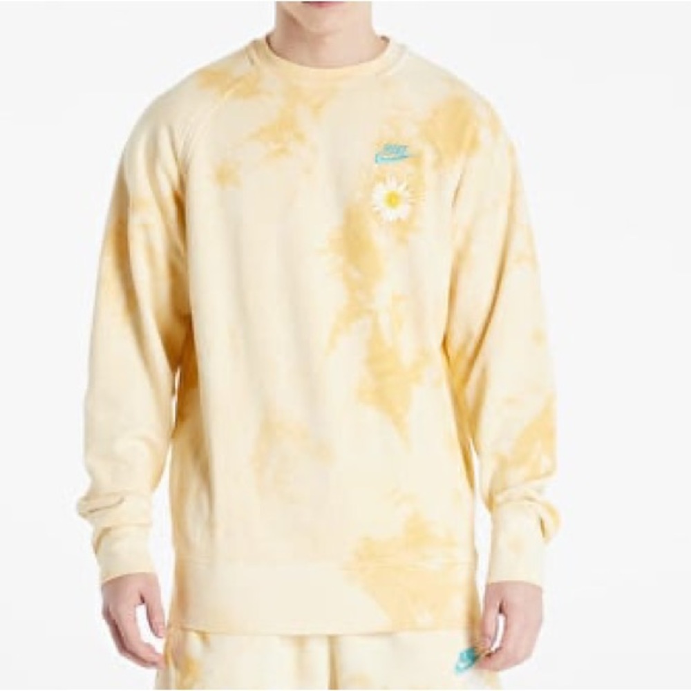 Nike Yellow Tie-Dye Sweatshirt with Daisy Graphic
